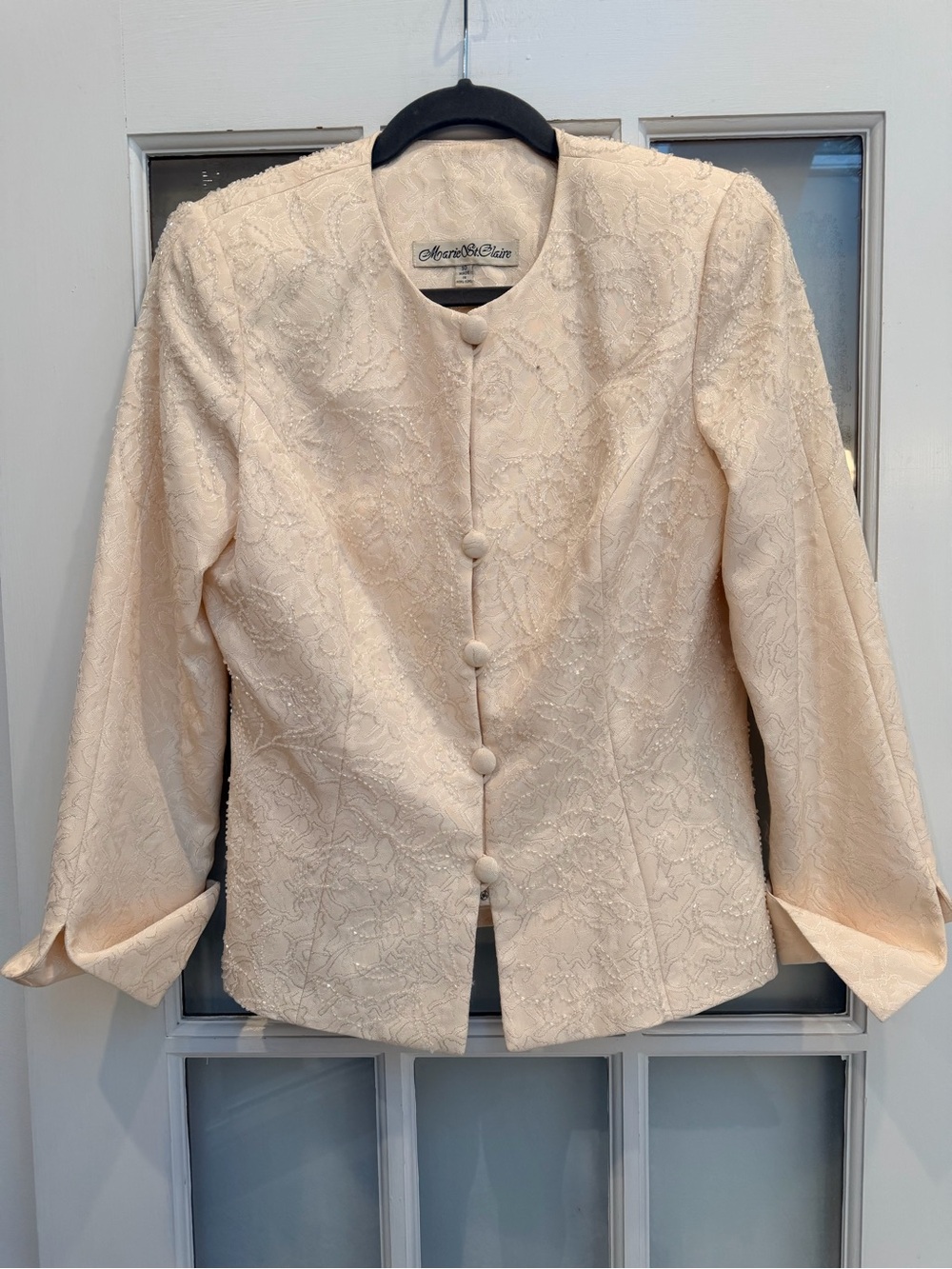 Vintage Marie St. Claire 80’s Beaded Applique Blazer Jacket Blush Pink Size 10